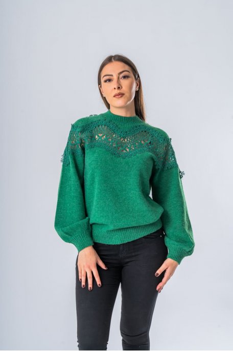 Pull en laine vert