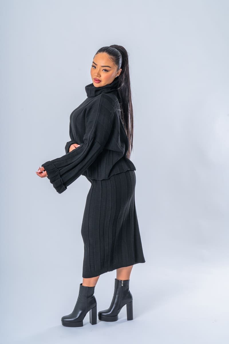 Ensemble pull et jupe noir - Cinelle Paris, mode femme tendance
