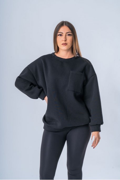 Ensemble sweat oversize et legging noir - vue face