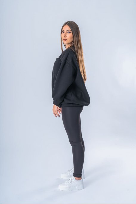 Ensemble sweat oversize et legging noir - vue profil