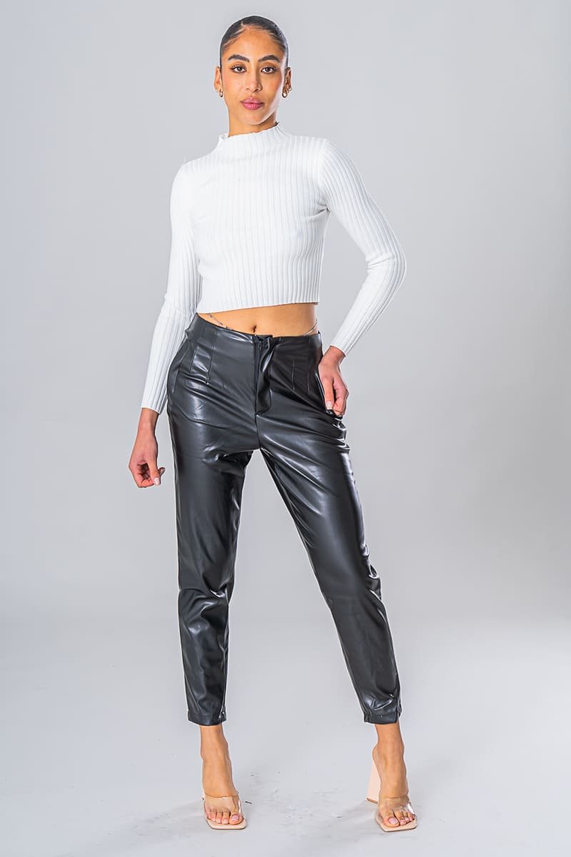 Pantalon de tailleur en simili cuir noir Cinelle Paris mode femme