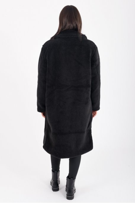 Manteau teddy oversize noir