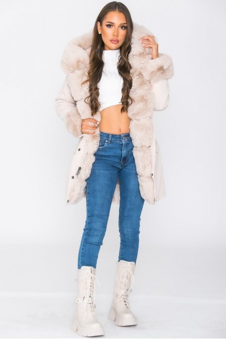 Parka femme fausse fourrure clearance