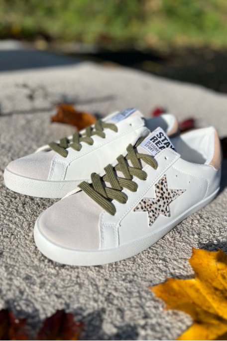 copy of Gold python star low sneakers with beige laces