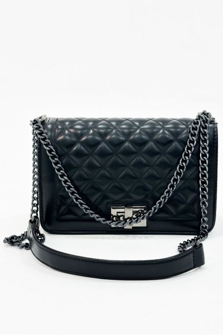 Black quilted handbag