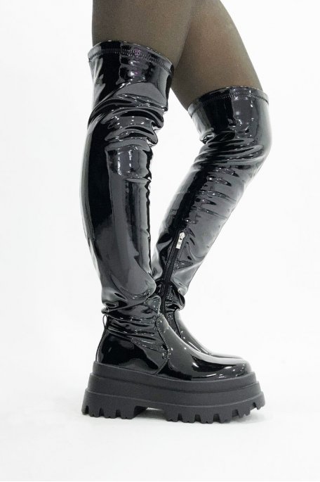 Cuissardes femme Plates plateforme chaussette Cuissardes