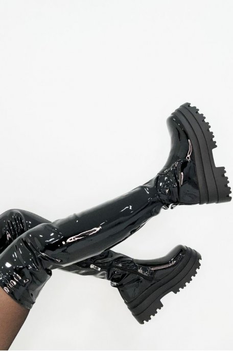 Black patent boots