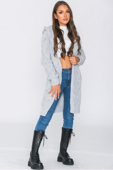 copy of Grey long knitted hooded vest