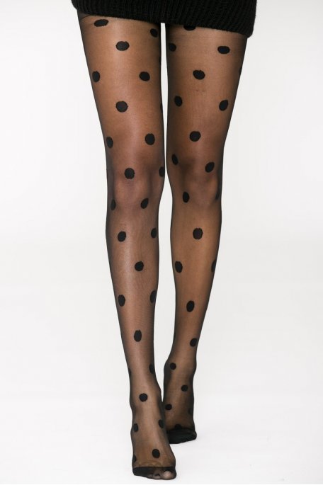 Collants à pois noir