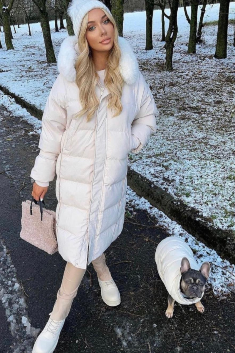 Doudoune femme beige fourrure outlet
