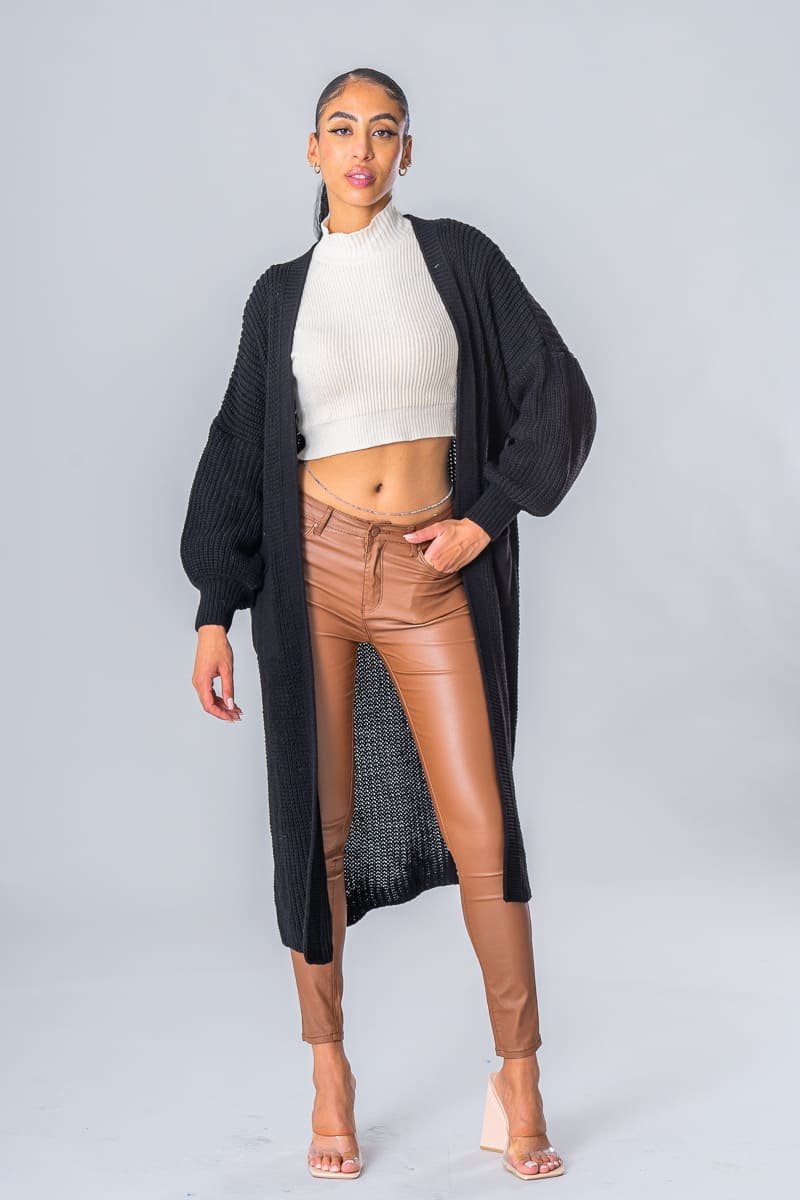 Gilet noir long manches bouffantes Cinelle Paris mode femme
