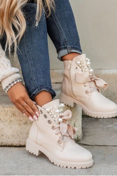 Boots femme perles on sale