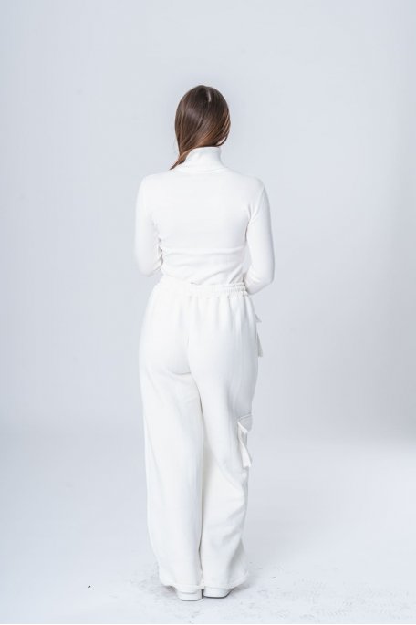Pantalon de jogging large style cargo blanc - vue dos