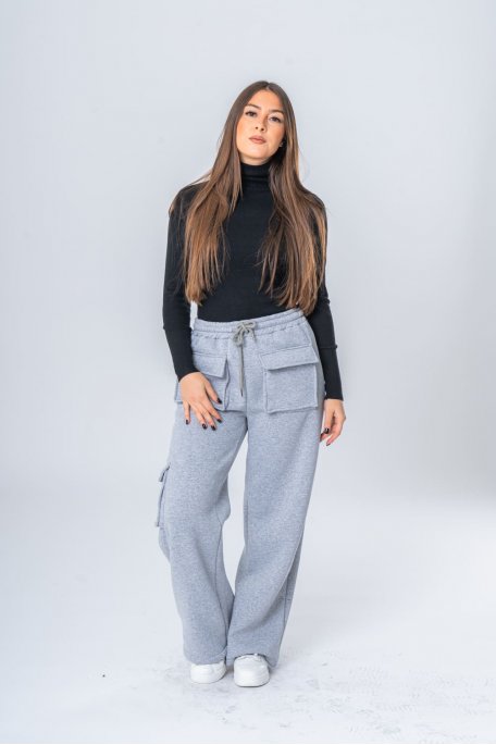 Pantalon de jogging large style cargo gris