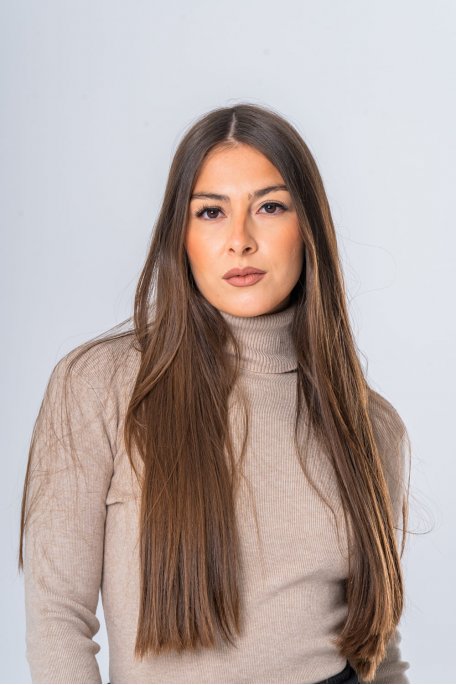Pull col roulé manches longues beige