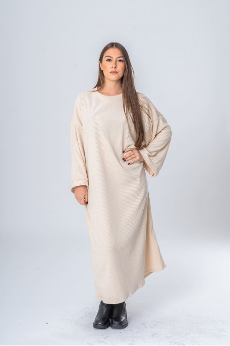 Oversize-Cordkleid beige