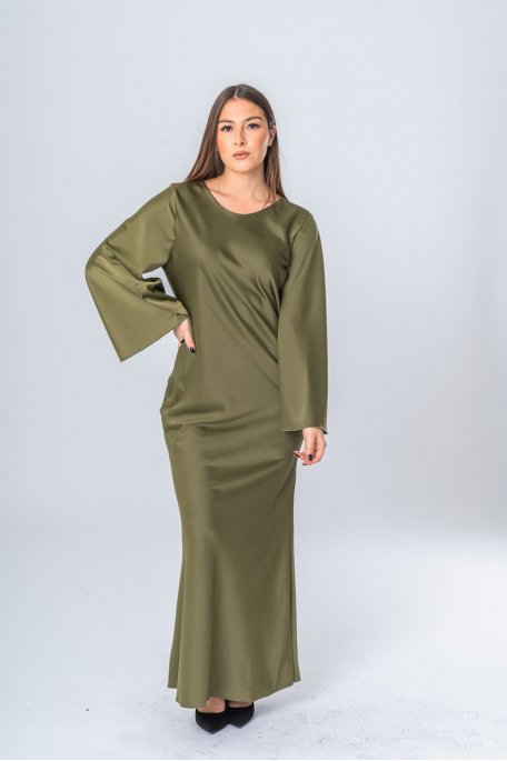 Khaki satin long dress