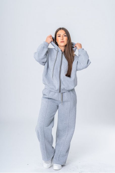 copy of Set aus Kapuzenweste und gerippter Hose in Schwarz