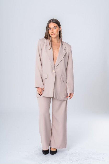 Beige wide-cut suit set