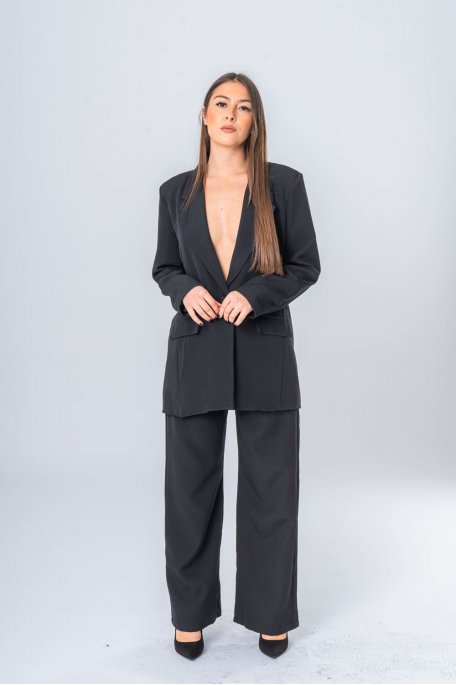 Black wide-cut suit set