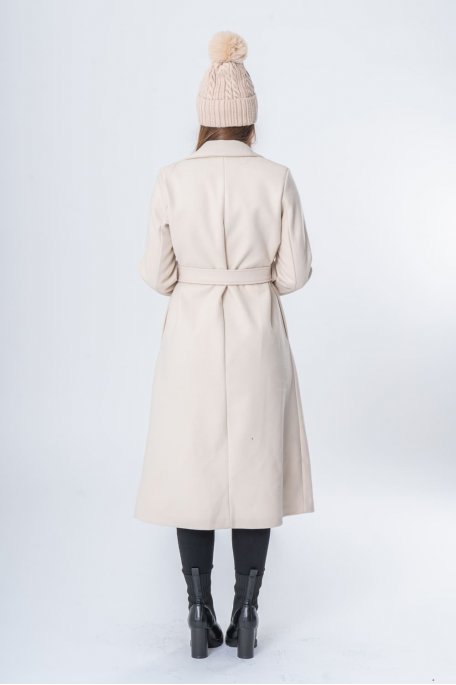 Manteau long à ceinture beige - Cinelle Paris, mode femme tendance