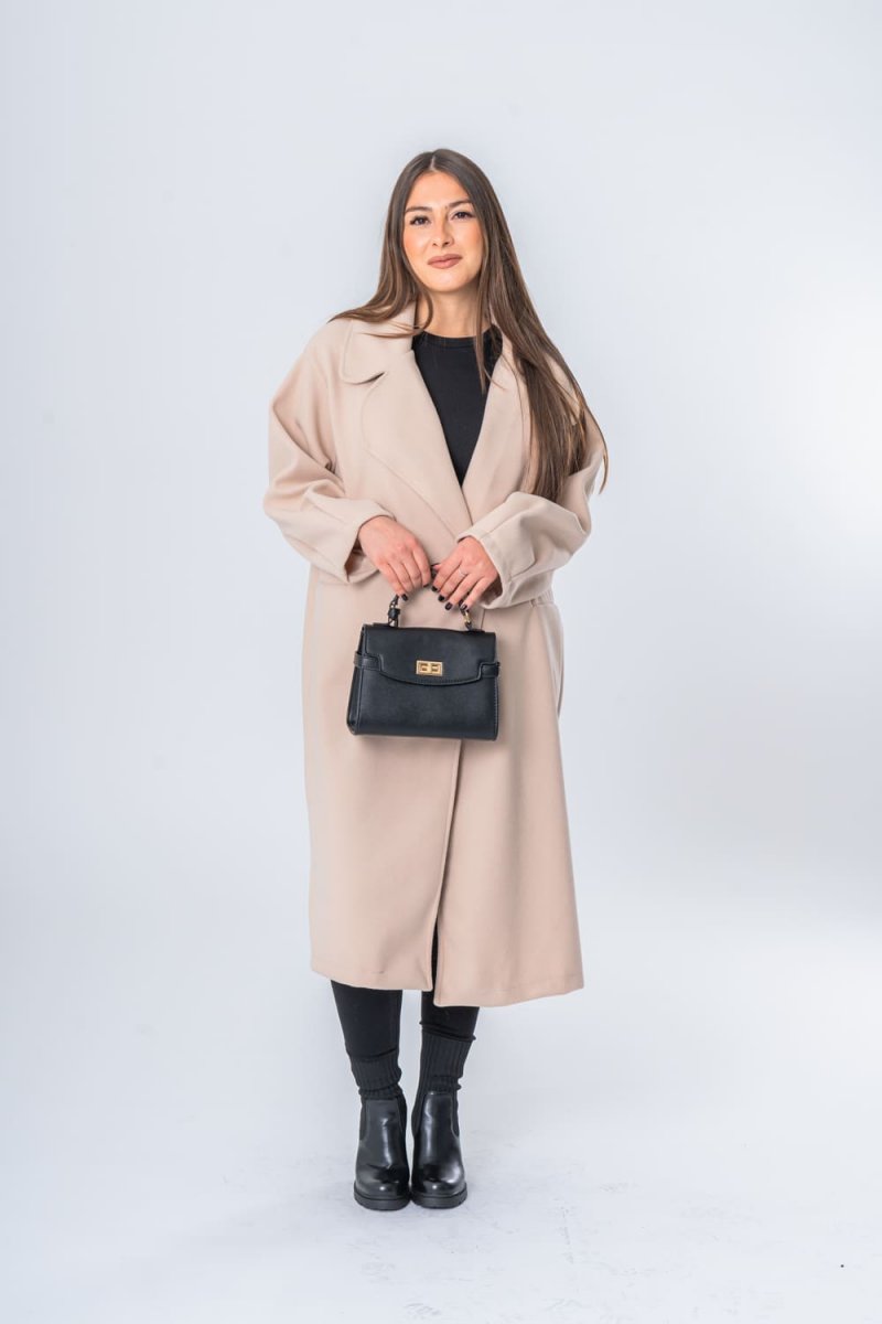 Manteau long manches ballons beige Cinelle Paris mode femme tendance