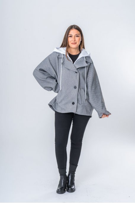 copy of Beige hooded sweatshirt jacket