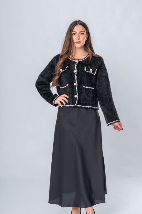 Jupe trapèze noire genoux on sale