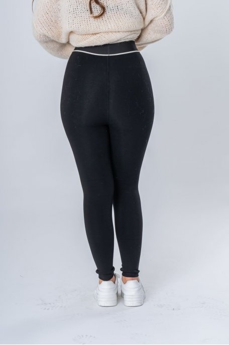 Collant style legging intérieur polaire noir - vue de dos détail