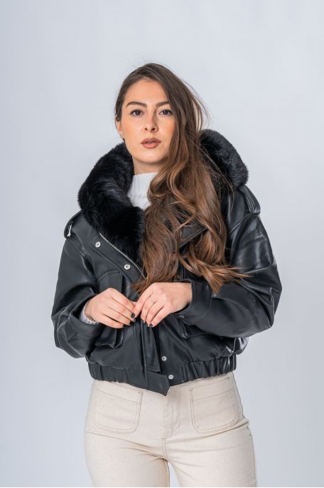 Manteau long top simili cuir