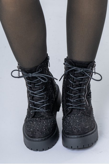 Bottines femme noir avec strass 2025