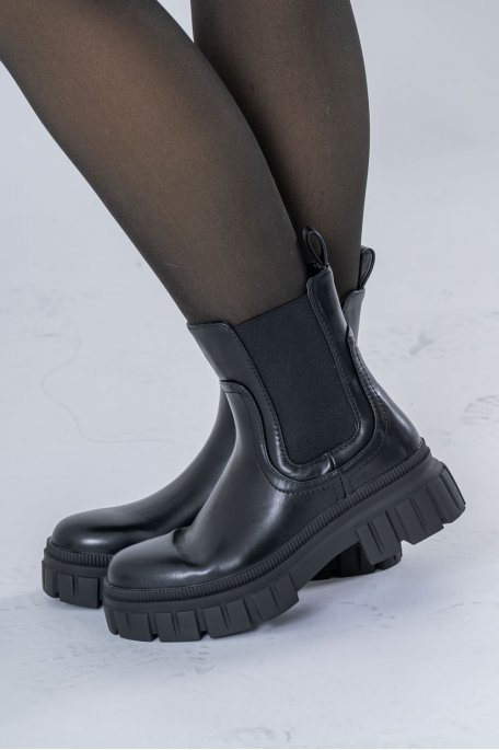 Chelsea-Stiefeletten mit gezackter Sohle schwarz