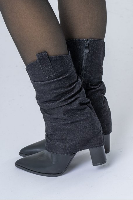 Heeled boots, jeans style, black