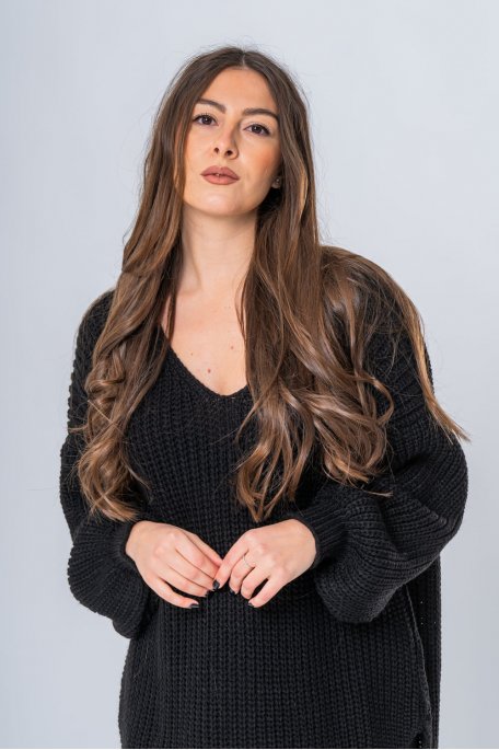 Pull long grosse online maille femme