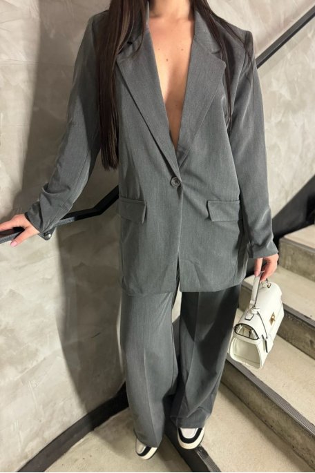 Grey oversized blazer set