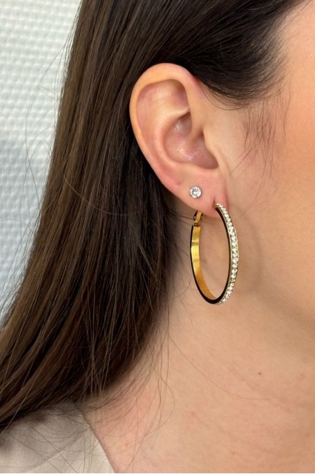40 mm gold rhinestone hoop earrings