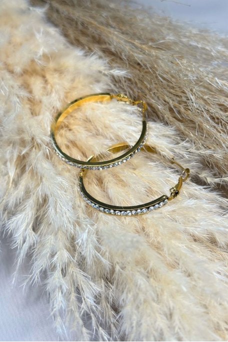 40 mm gold rhinestone hoop earrings