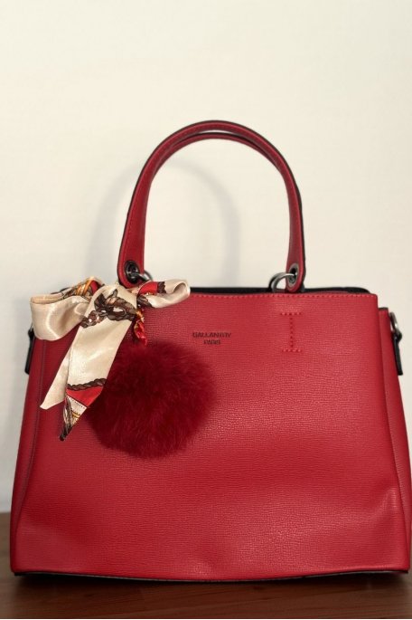 Handtasche mit rotem Pompon