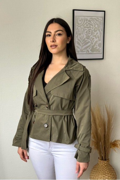 Jacke im Trenchcoat-Stil cropped khaki