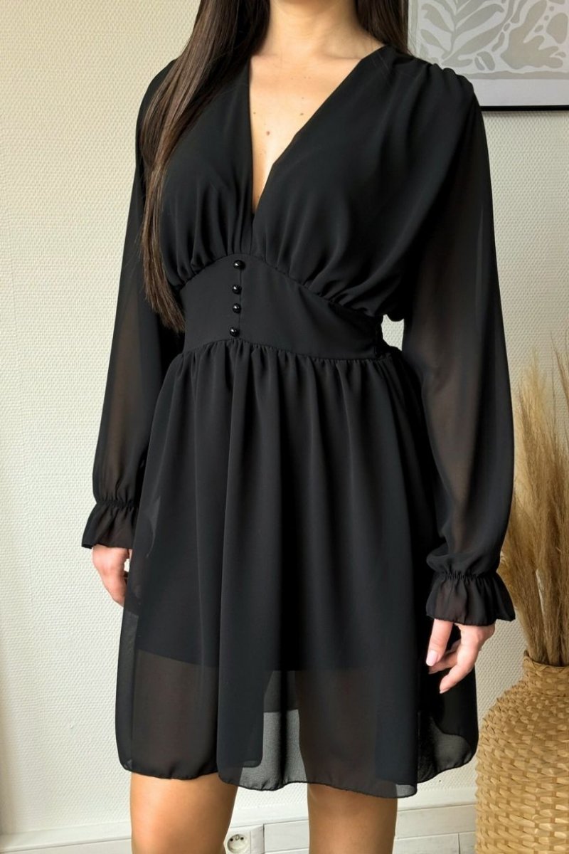 Robe courte noire et cintr e la taille Cinelle Paris mode
