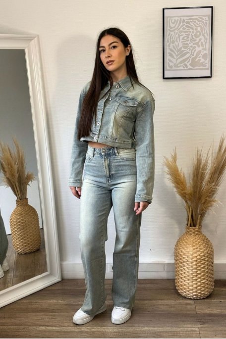 Blue retro vintage wide-leg jeans