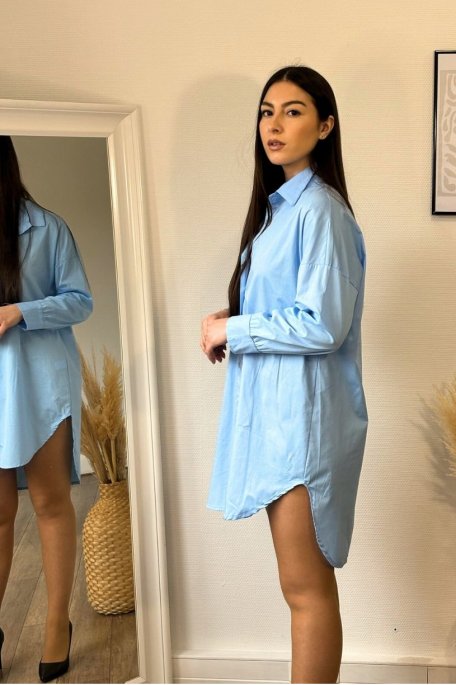 Robe chemise ample bleu