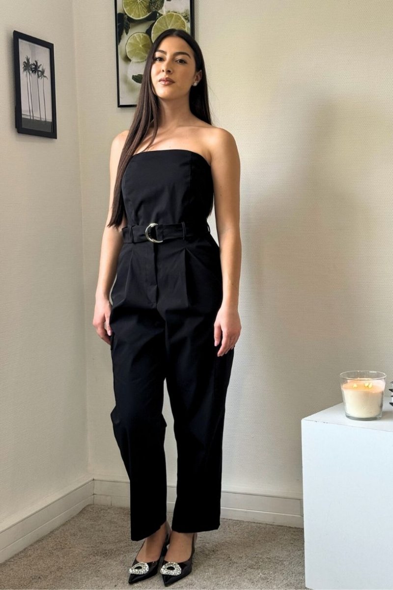 Black bustier jumpsuit outlet