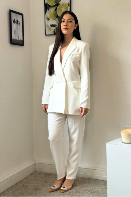 Ensemble veste blazer pantalon blanc