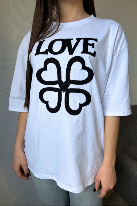 T-shirt Love symbole trèfle blanc