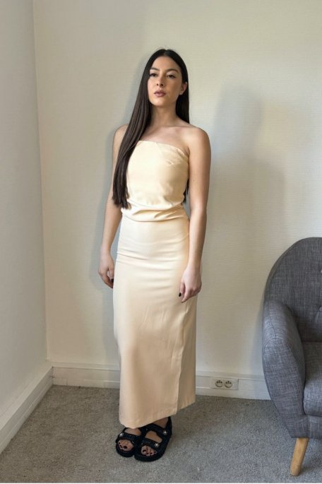 copy of White draped strapless dress