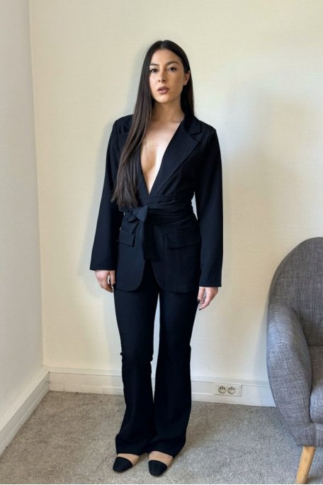Black belted suit set