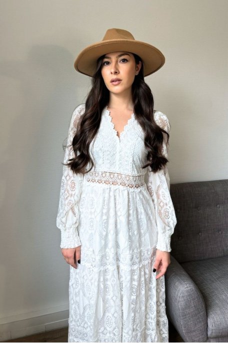 White lace maxi dress