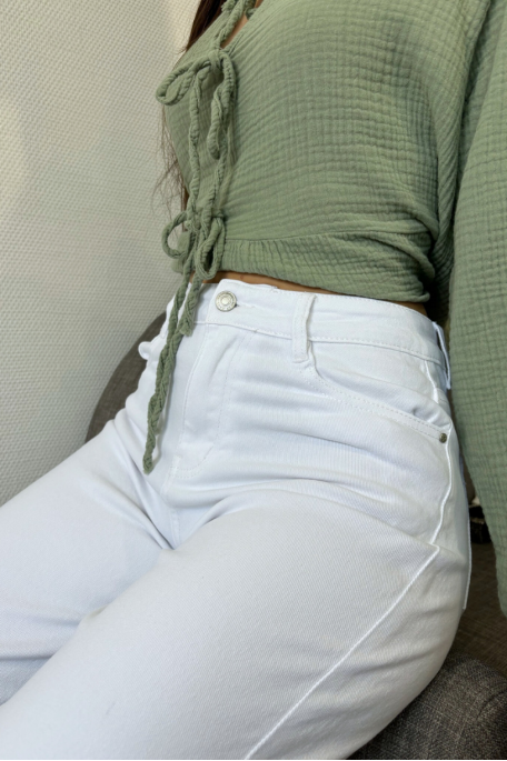 White 5-pocket wide-leg jeans