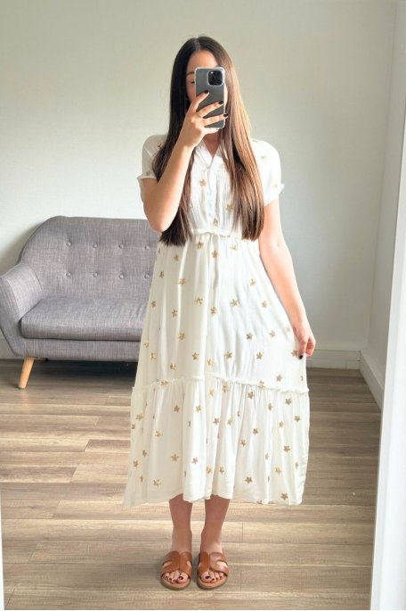 Long dress with white star pattern